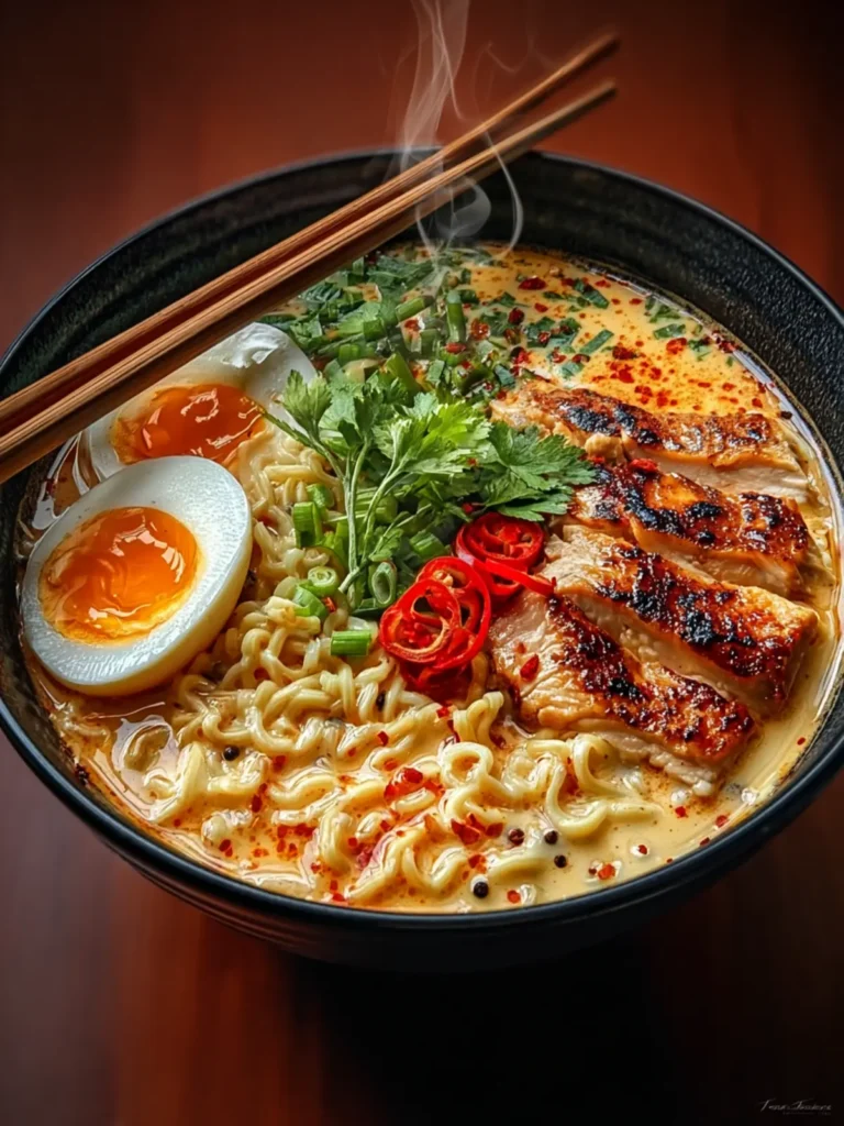 Fiery Chicken Ramen with Creamy Garlic Sauce for Cozy Nights First Image