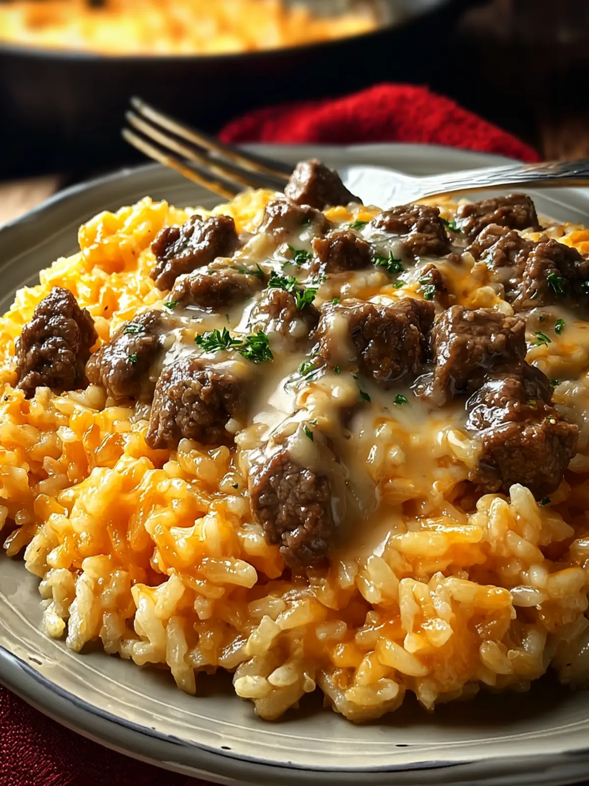 Creamy Garlic Butter Beef and Cheddar Rice Delight Recipe Magic First Image