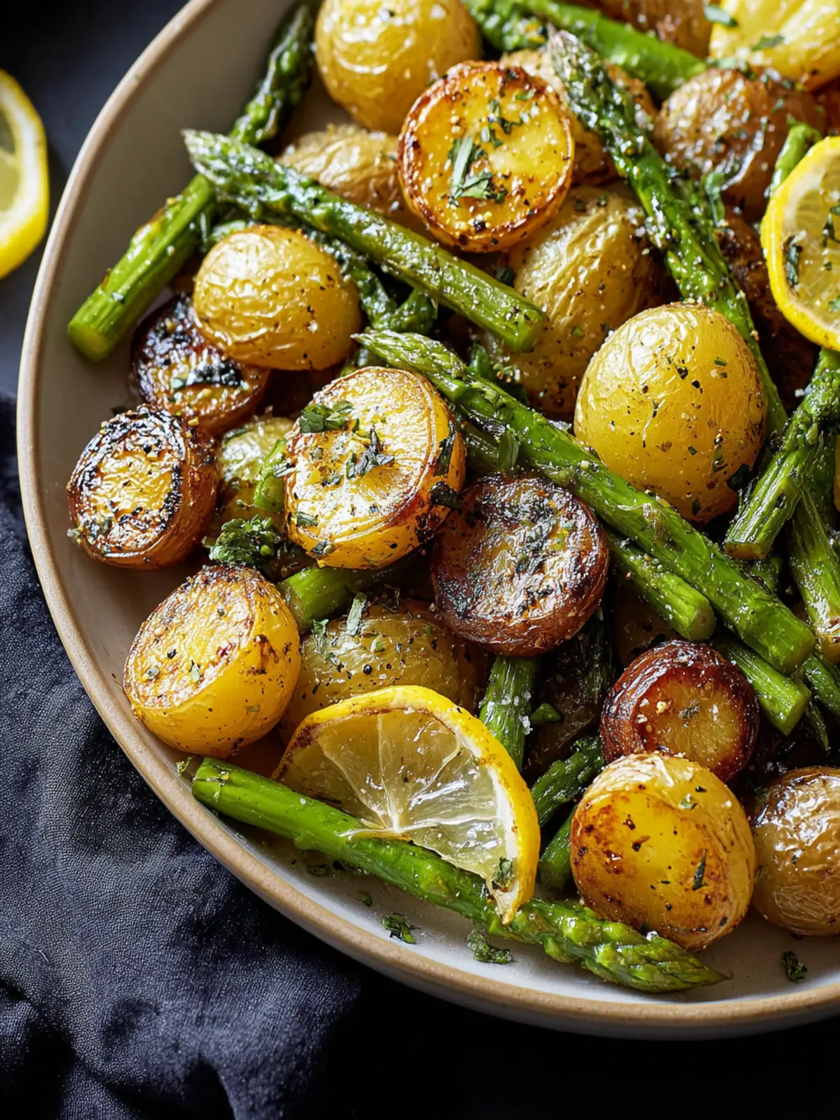 Zesty Lemon Roasted Potatoes and Asparagus Recipe First Image