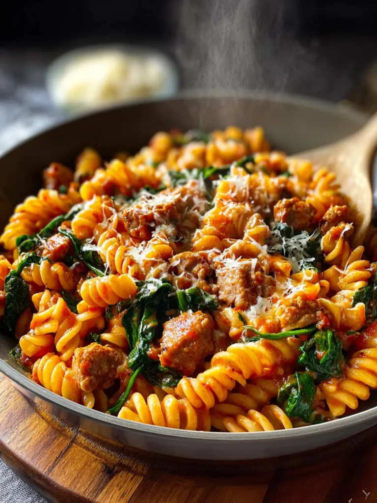 One Pot Sausage and Spinach Pasta First Image