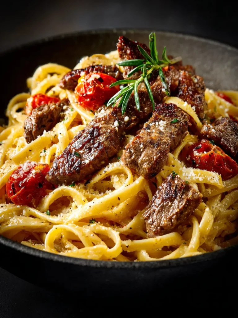 Creamy Parmesan Beef Linguine | Garlic Butter Pasta First Image