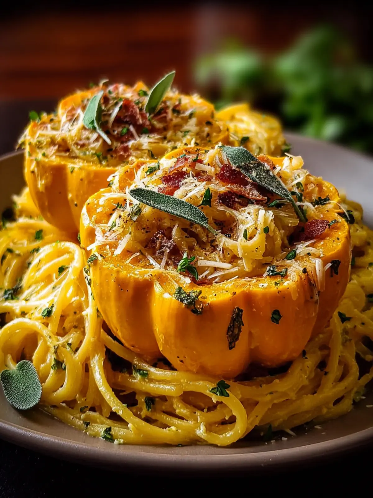 Pumpkin Alfredo Pasta Cauldrons First Image