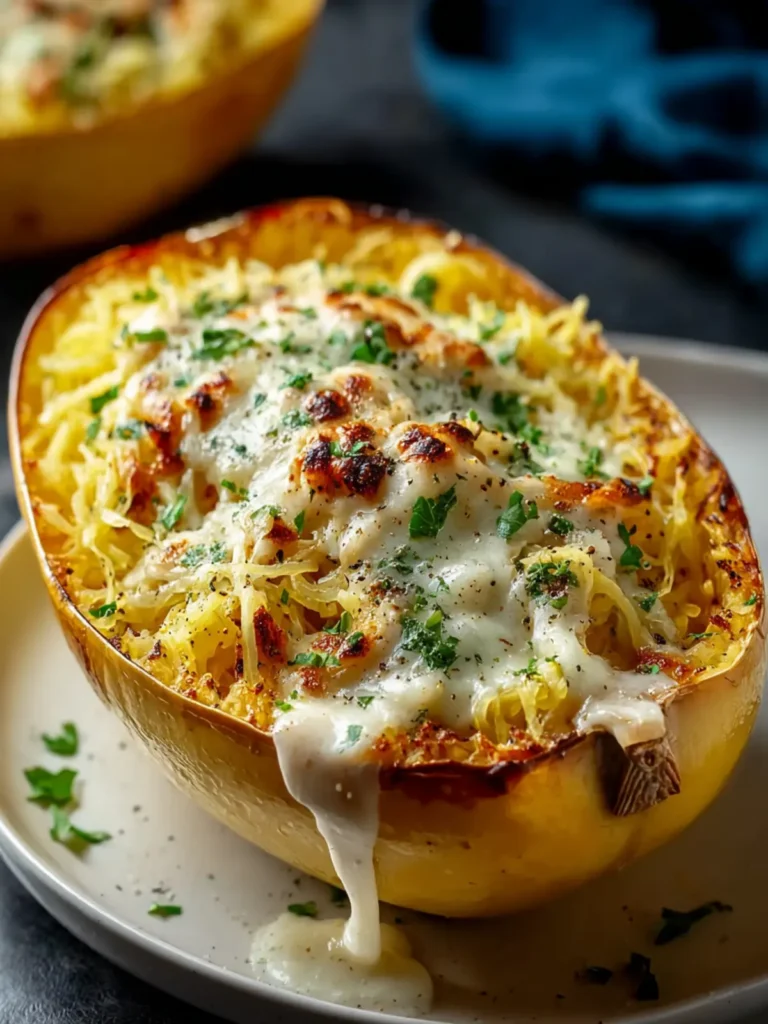 Roasted Spaghetti Squash With Alfredo Sauce and Cheese First Image