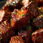 air fryer garlic butter steak bites First Image