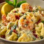 Indulge in Creamy Shrimp and Roasted Garlic Alfredo Tortellini First Image